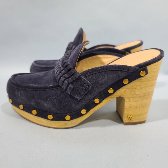 Veronica Beard Delia Blue Suede Clogs Women's Size 6M MSRP $400 - Picture 2 of 12